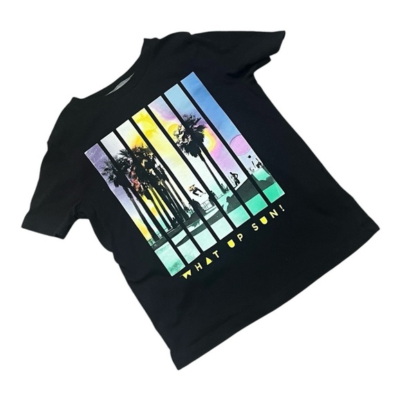 Old Navy casual play Graphic Tee with Palm Trees and Sunset black Boys S (6-7) - Picture 5 of 7